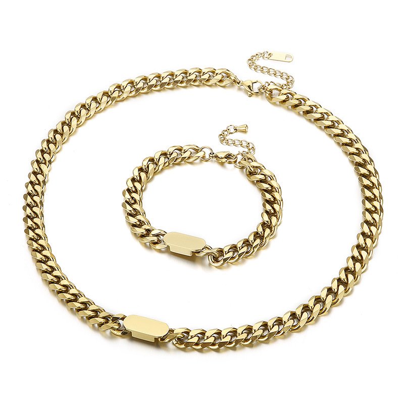 Stainless Steel Neckalce And Bracelet Chain Set For ladies