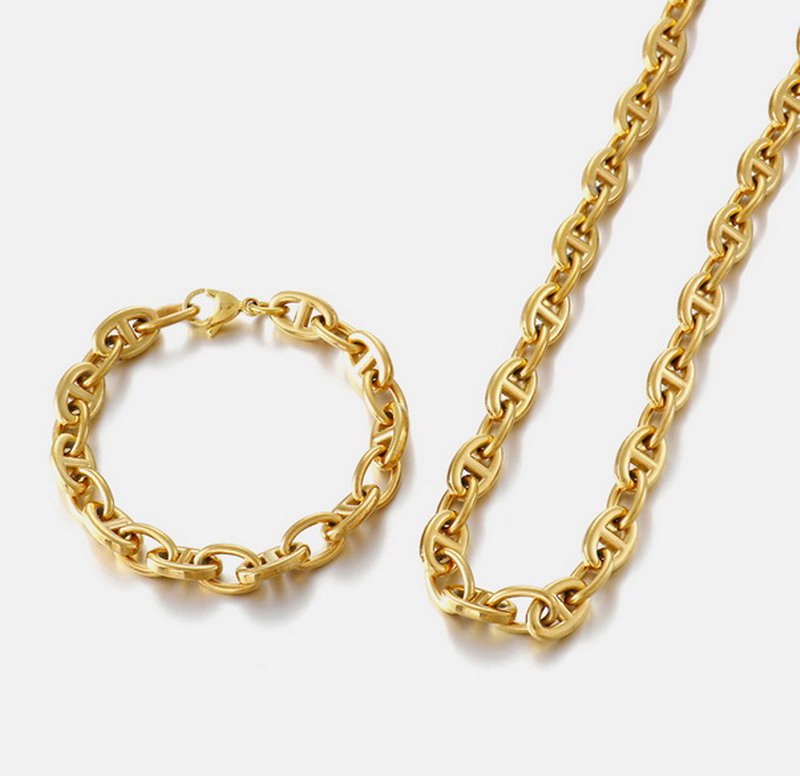 Stainless Steel Neckalce And Bracelet Chain Set For ladies