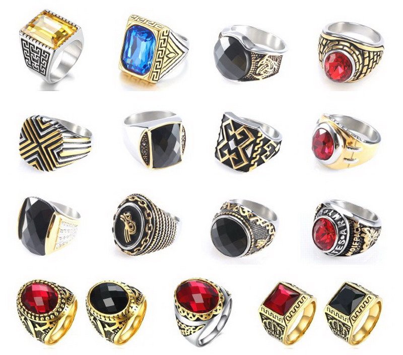 Stainless Steel Rings With CZ stones For Men