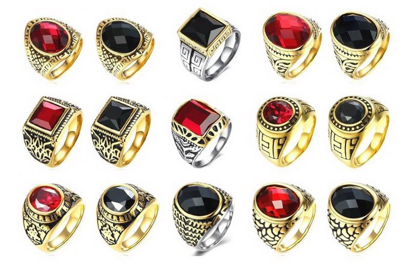 Stainless Steel Rings With CZ stones For Men
