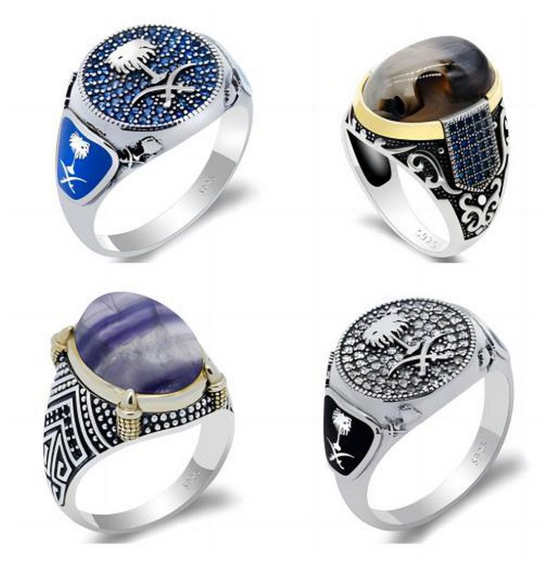 Silver 925 Rings With Semi-precious stones For Men