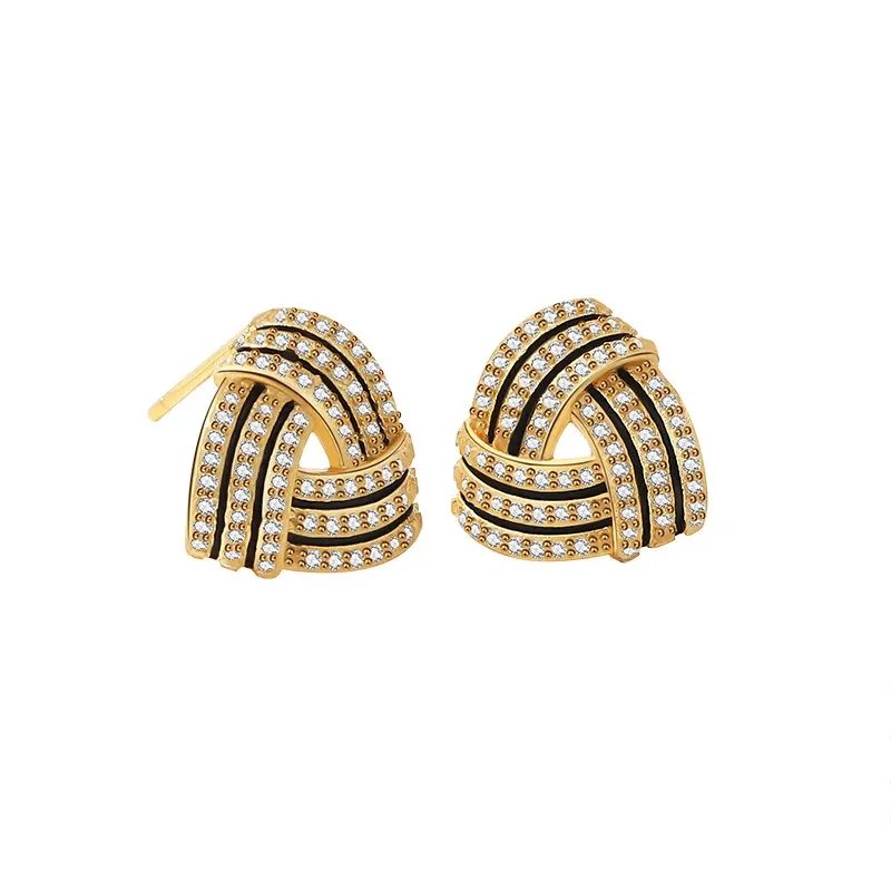 Jewelry 925 Sterling Silver Wholesale Classic Gold Plated Cubic Zirconia Women Stud Earring