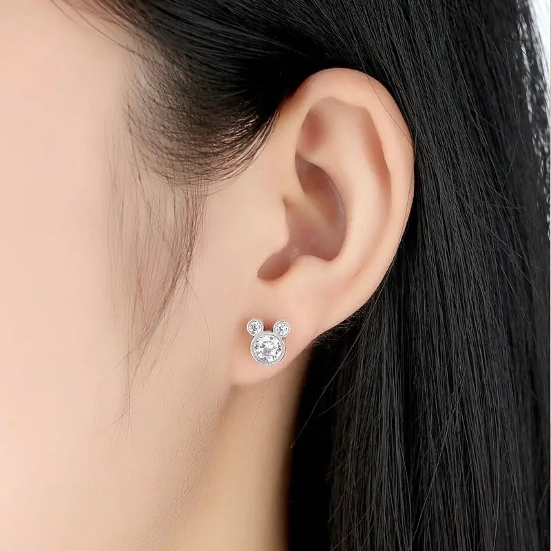 Fashion Trendy Custom Zircon Mickey Mouse 925 Silver Jewelry Luxury Stud Earring-VENUSACC Fashion Trendy Custom Zircon Mickey Mouse 925 Silver Jewelry Luxury Stud Earring-VENUSACC