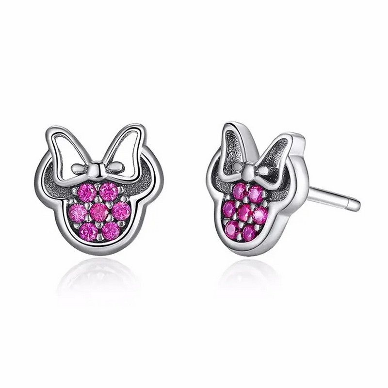Fashion Trendy Custom Zircon Mickey Mouse 925 Silver Jewelry Luxury Stud Earring - Image 4