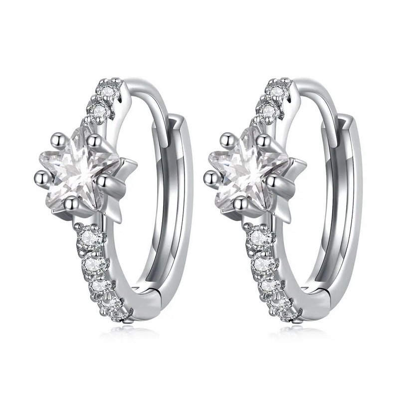 Sterling Silver Jewelry Hoop Earrings Rhodium Plated For Women - Image 3