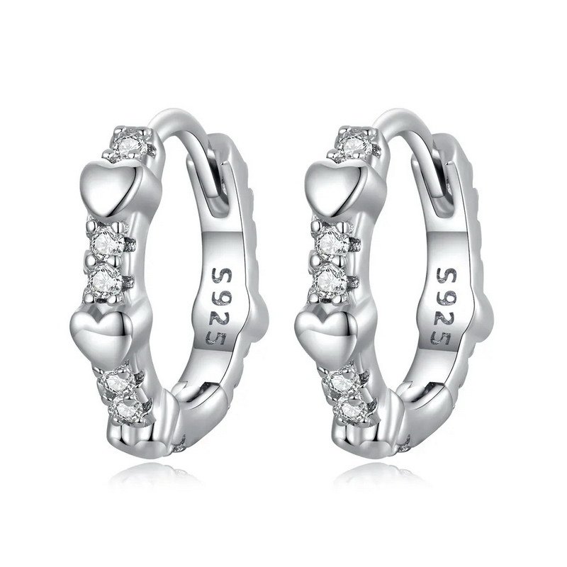 Sterling Silver Jewelry Hoop Earrings Rhodium Plated For Women - Image 4