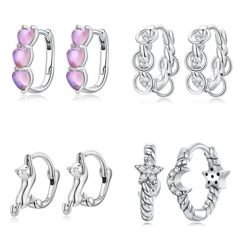 Custom Designs 925 sterling silver Rhodium Plated Cubic Zirconia Hoop Earrings