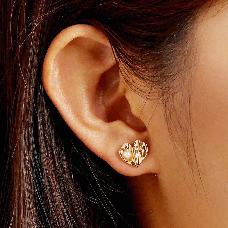 Jewelry Elegant 925 Sterling Sliver Heart Earring with Pearl Gold/Rhodium Plated-VENUSACC Jewelry Elegant 925 Sterling Sliver Heart Earring with Pearl Gold/Rhodium Plated-VENUSACC