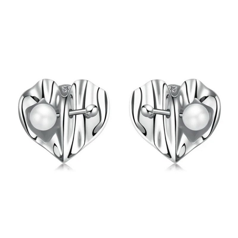 Jewelry Elegant 925 Sterling Sliver Heart Earring with Pearl Gold/Rhodium Plated - Image 5