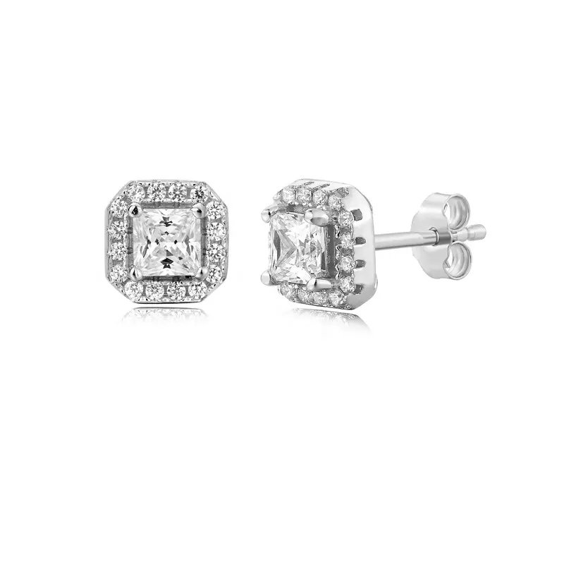 Cubic Zircon Stones 925 Sterling Silver Jewelry Rhodium Plated Stud Earrings-VENUSACC Cubic Zircon Stones 925 Sterling Silver Jewelry Rhodium Plated Stud Earrings-VENUSACC