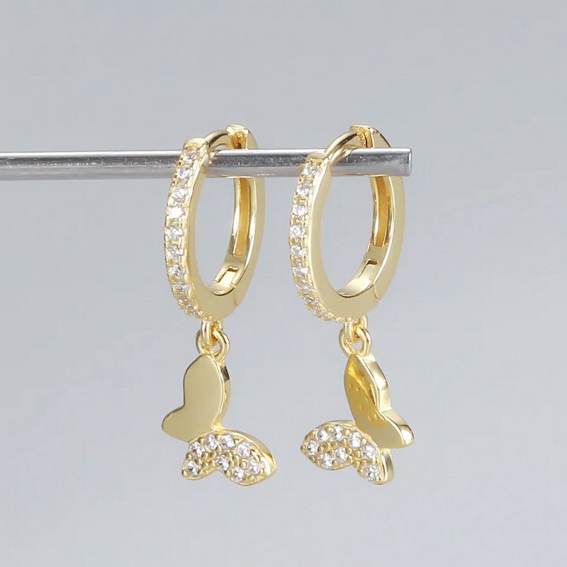 Butterfly Jewelry Heart Earring sparkling CZ 18K Gold Plated - Image 3