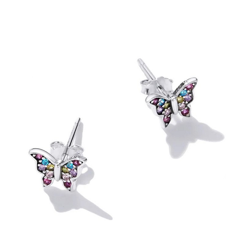 Lovely Animal Insect 925 Silver CZ Stones Stud Earrings Rhodium Plated-VENUSACC Lovely Animal Insect 925 Silver CZ Stones Stud Earrings Rhodium Plated-VENUSACC