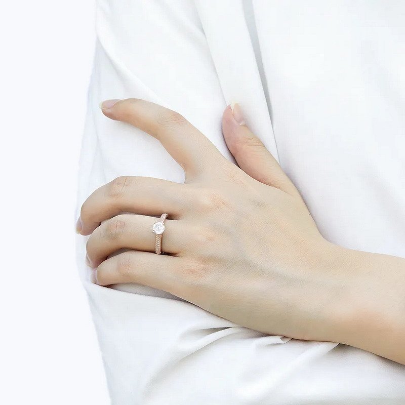 Rose Gold Plated 925 Sterling Silver Wedding Engagement Ring-VENUSACC Rose Gold Plated 925 Sterling Silver Wedding Engagement Ring-VENUSACC