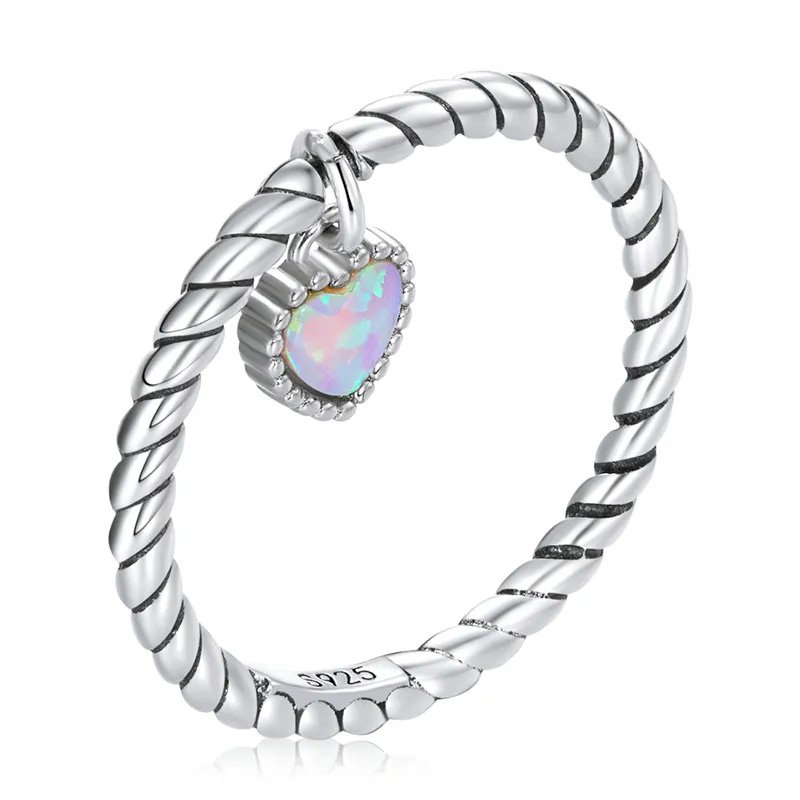 925 Silver Necklace Heart Opal Stones Cubic Zirconia-VENUSACC 925 Silver Necklace Heart Opal Stones Cubic Zirconia-VENUSACC