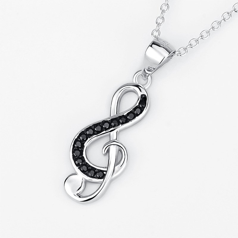 925 Silver Necklace Black Cubic Zircon Stones Paved - Image 2