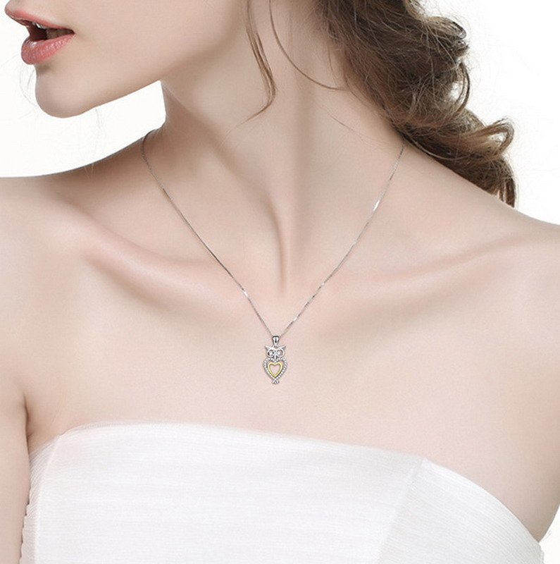925 Silver Necklace Owl Pendant Necklace-VENUSACC 925 Silver Necklace Owl Pendant Necklace-VENUSACC