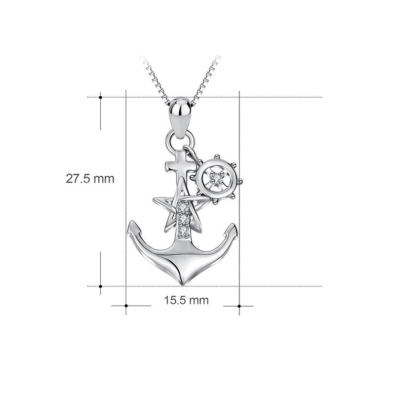 925 Silver Necklace Anchor Rose Gold Star Paddle Pendants - Image 2