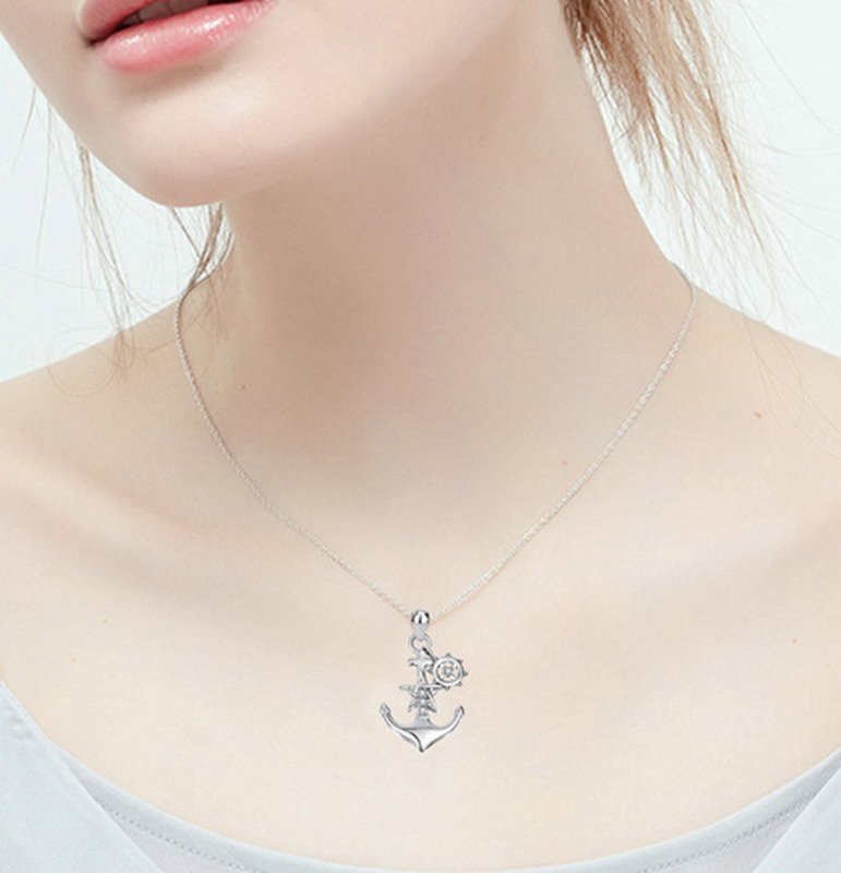 925 Silver Necklace Anchor Rose Gold Star Paddle Pendants - Image 3