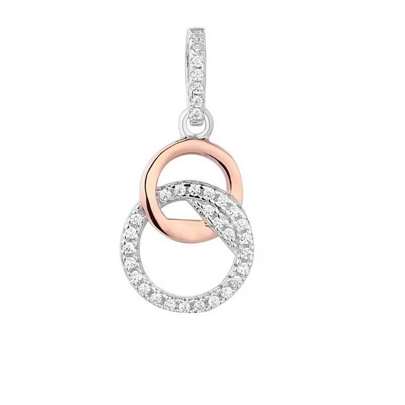 925 Silver Pendant Zirconia Interlocking Loop Rose Gold Necklace