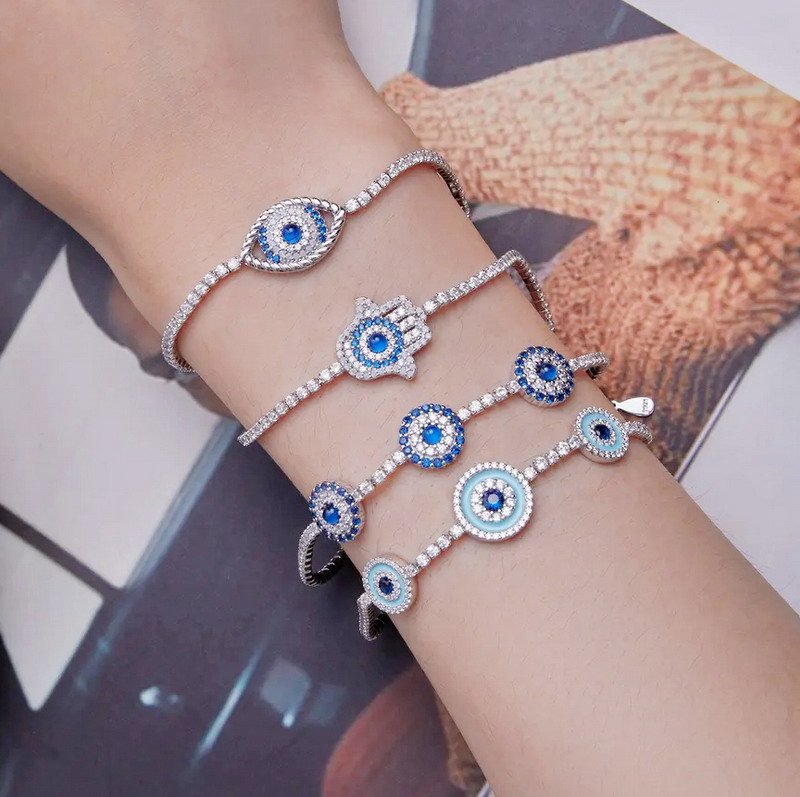 925 Sterling Silver Demon Eye Bracelet Cubic Zircon-VENUSACC 925 Sterling Silver Demon Eye Bracelet Cubic Zircon-VENUSACC