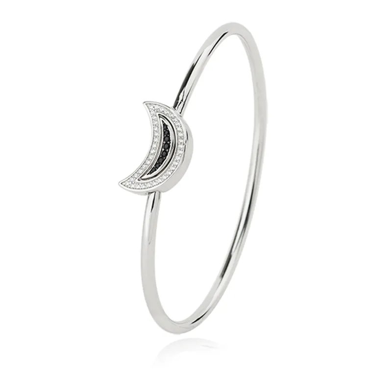925 Sterling Silver CZ Crescent Moon Bracelet