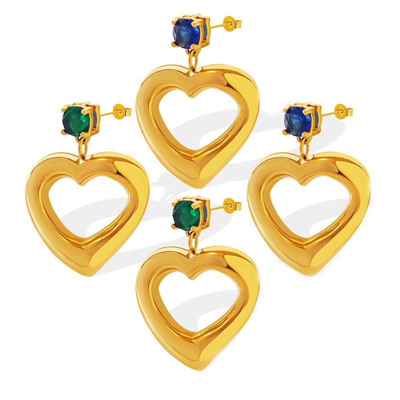 Heart-shaped Gold-plated Stainless Steel Earrings