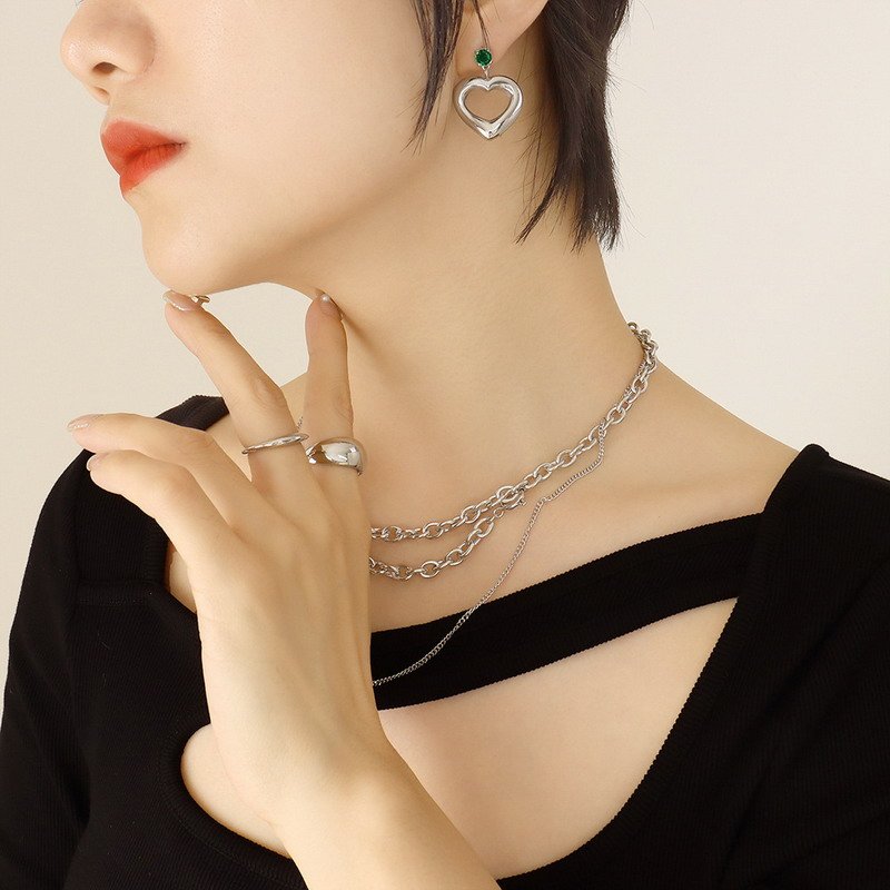 Heart-shaped Gold-plated Stainless Steel Earrings - Image 2