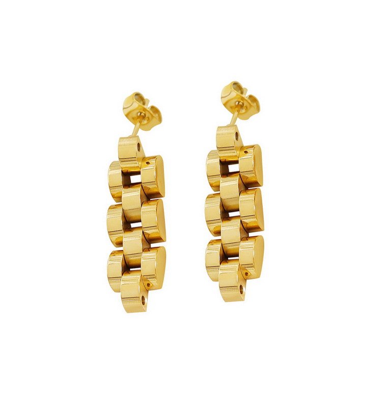 Watch Chain Gold Plated Stainless Steel Earrings