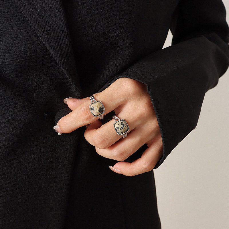 Gold Stainless Steel Natural Stone Ring-VENUSACC Gold Stainless Steel Natural Stone Ring-VENUSACC