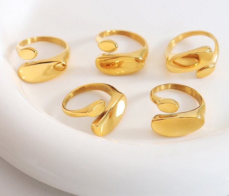 Gold Stainless Steel Geo Ring - Image 2