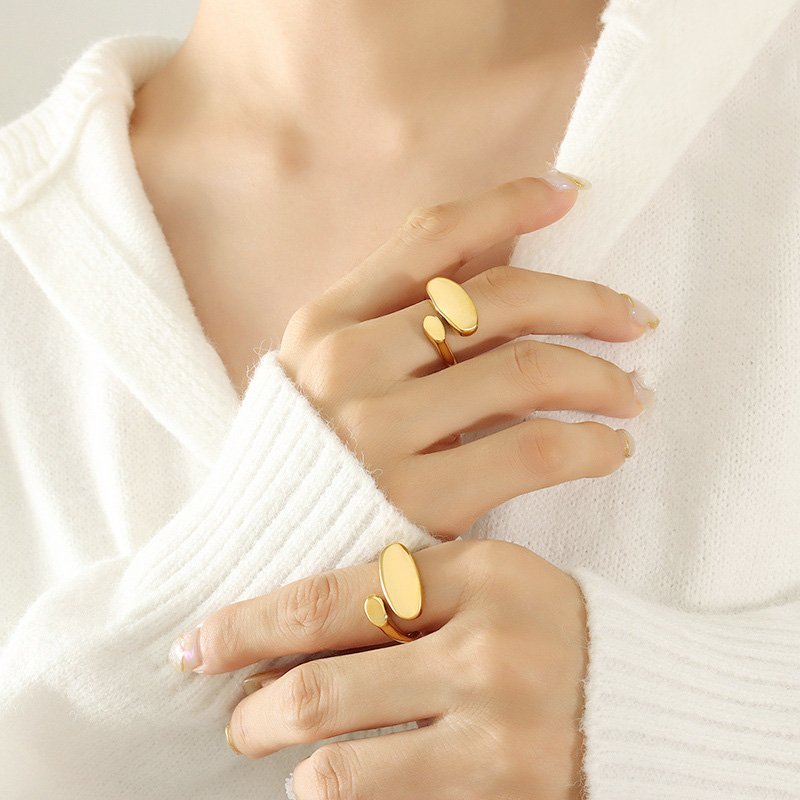 Gold Stainless Steel Geo Ring - Image 3