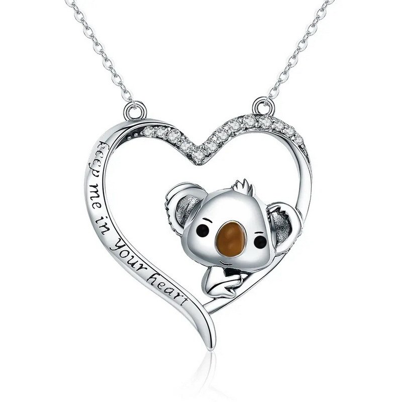 Heart-shaped Panda Silver Jewelry Necklace-VENUSACC Heart-shaped Panda Silver Jewelry Necklace-VENUSACC