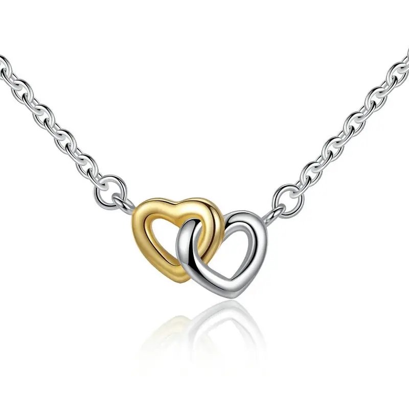 Interlocking Double Heart Sterling Silver Necklace