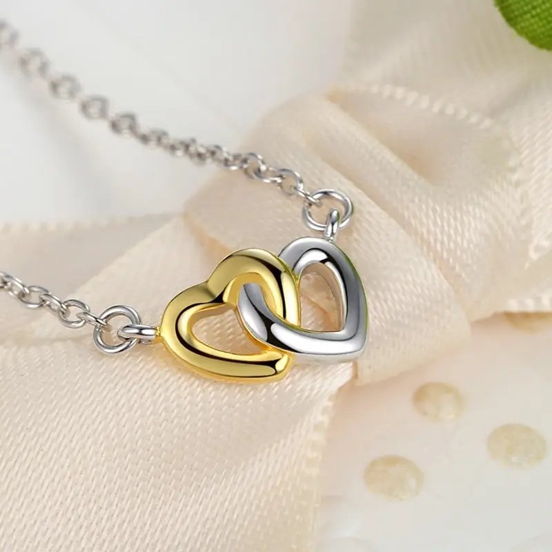 Interlocking Double Heart Sterling Silver Necklace - Image 2