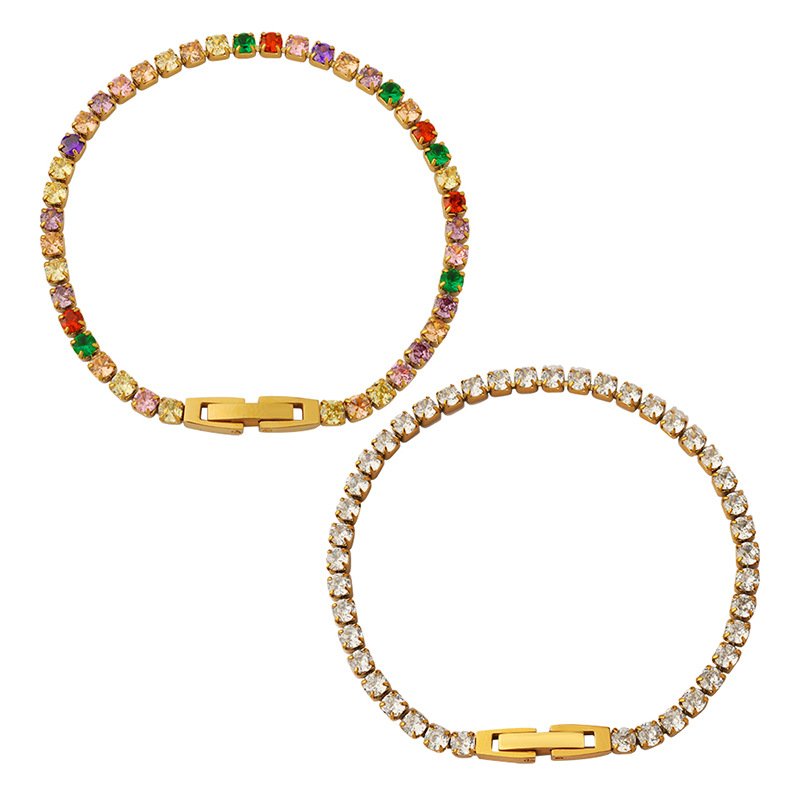 Rainbow Zircon Stainless Steel Bracelet