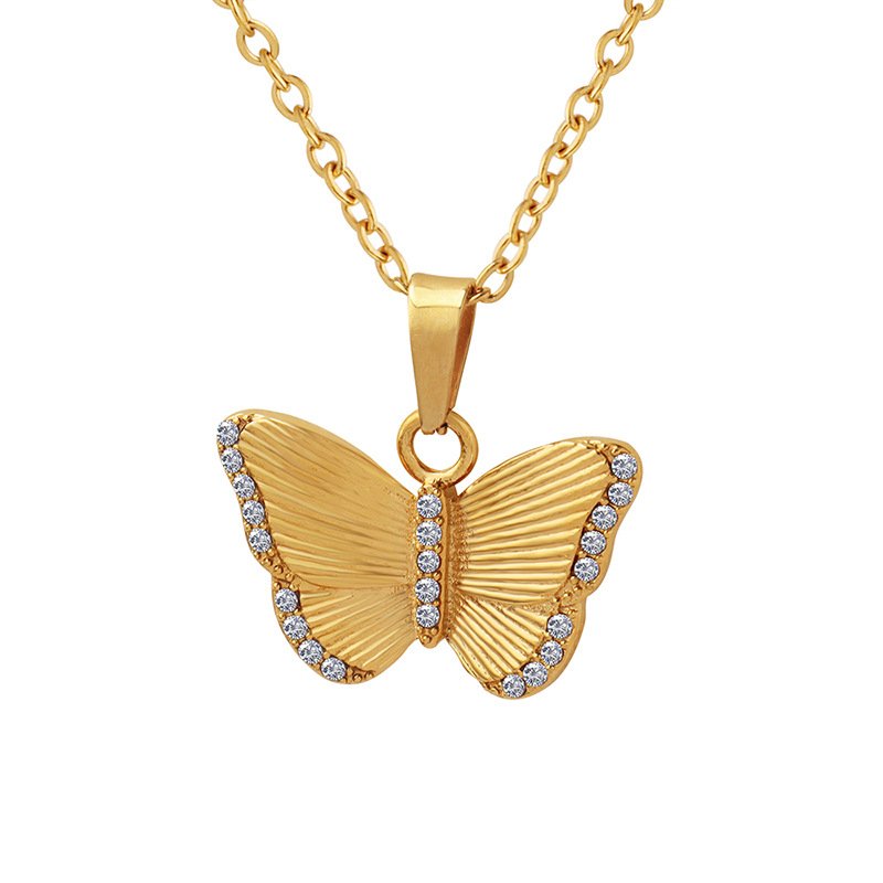 Fashion Gold Butterfly Zirconia Pendant