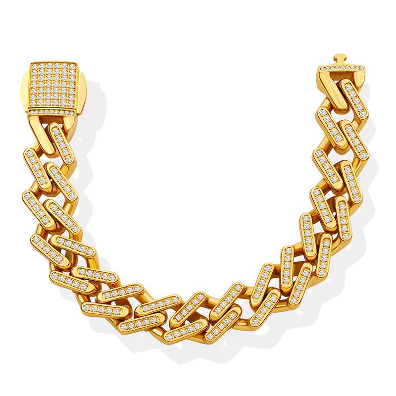 Gold Monaco Link Chain Stainless Steel Bracelet