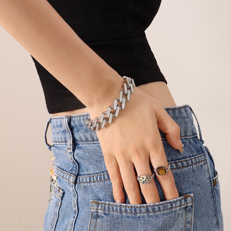 Gold Monaco Link Chain Stainless Steel Bracelet - Image 4