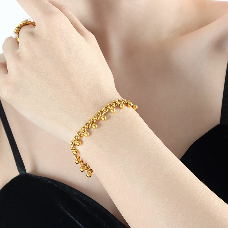 Gold Bead Fashion Stainless Steel Bracelet - Image 2