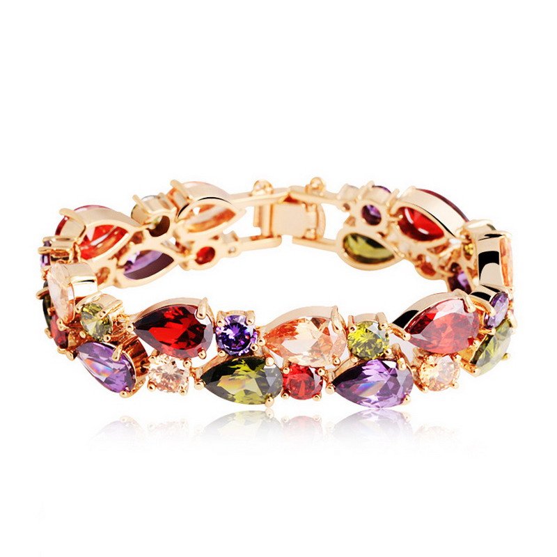 VENUSACC Multi Colored Stone Brass Jewelry Bracelet