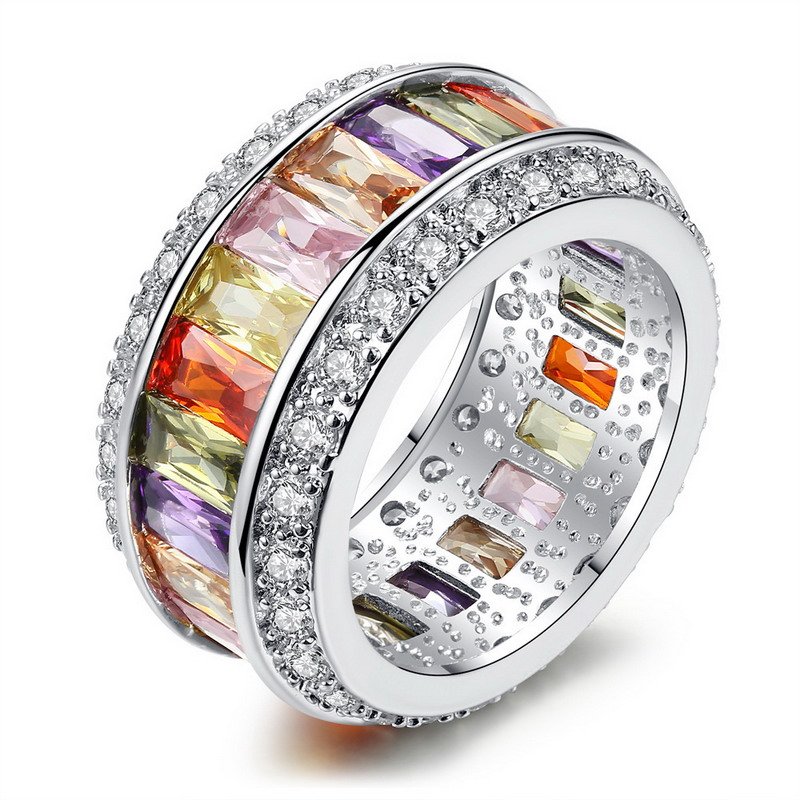 Colorful Cubic Zirconia Wheel Brass Ring
