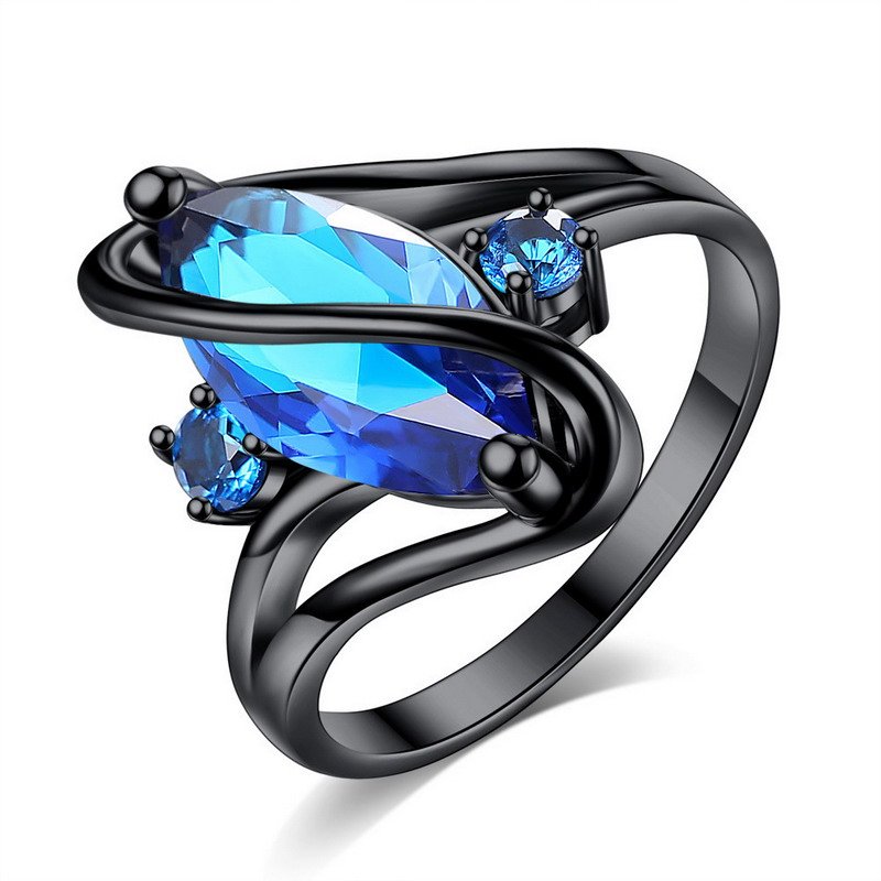 Black Crystal Cz Stone Brass Ring