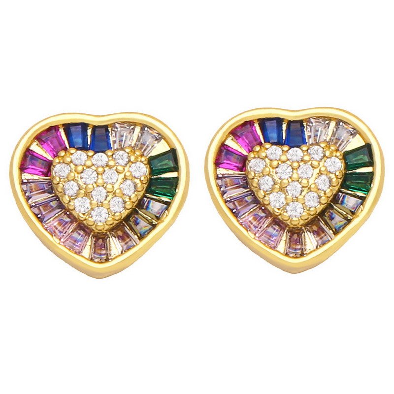 Zirconia Rhodium Plated Rainbow Queens Brass Earring - Image 2