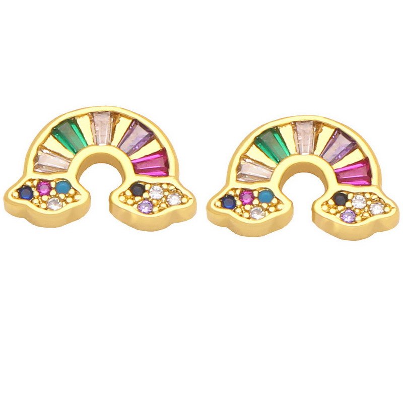 Zirconia Rhodium Plated Rainbow Queens Brass Earring - Image 3
