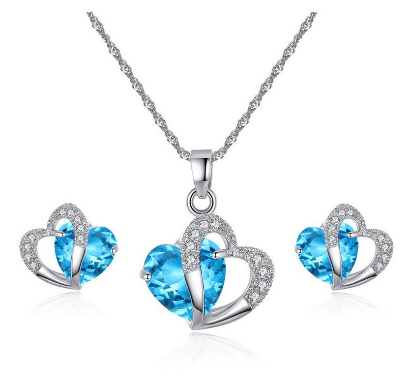 Purple Heart Zirconia Rhodium-Plated Brass Jewelry Set - Image 2