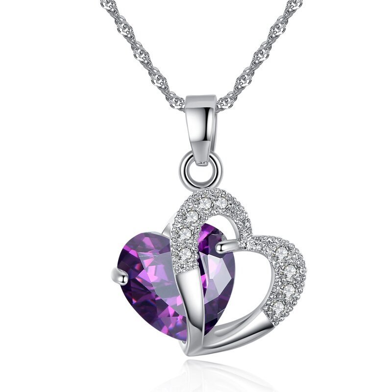 Purple Heart Zirconia Rhodium-Plated Brass Jewelry Set - Image 6