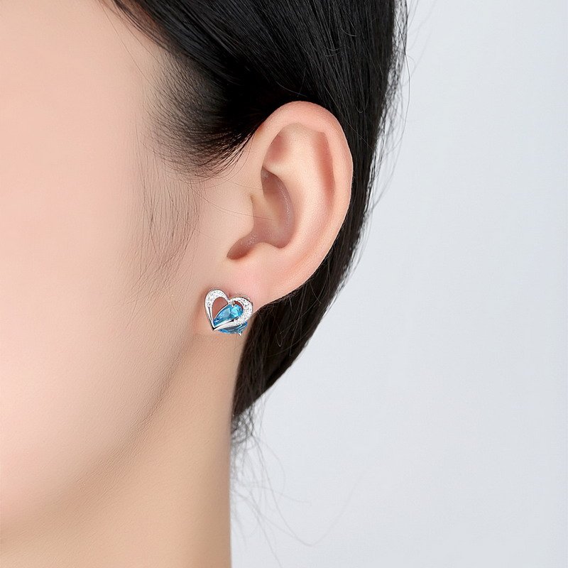 Purple Heart Zirconia Rhodium-Plated Brass Jewelry Set-VENUSACC Purple Heart Zirconia Rhodium-Plated Brass Jewelry Set-VENUSACC