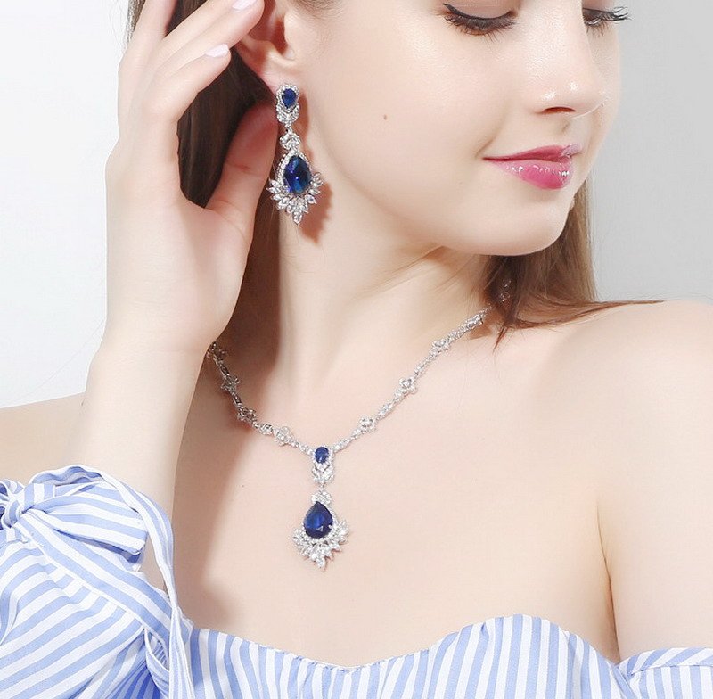 Water-drop Cubic Zirconia Decor Brass Jewelry Set-VENUSACC Water-drop Cubic Zirconia Decor Brass Jewelry Set-VENUSACC