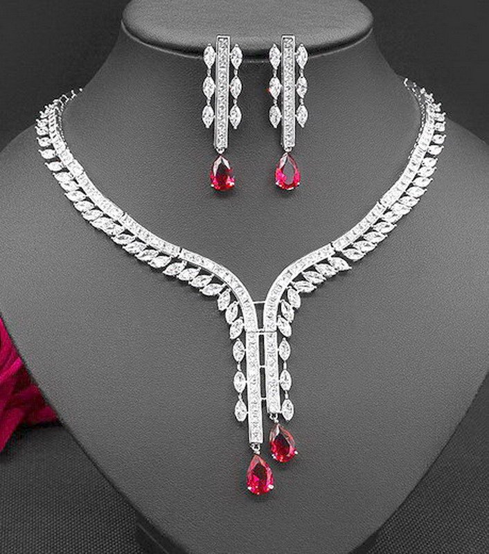 AAA Cubic Zirconia Wedding Brass Jewelry Set