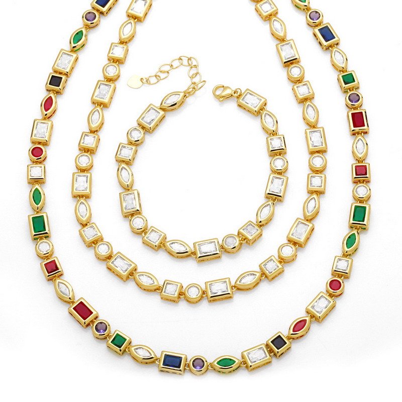 Rainbow Diamond Choker Brass Jewelry Necklace